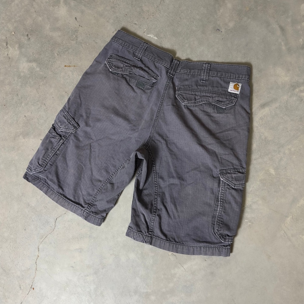 Carhartt Force Cargo Shorts Mens 34 Grey Relaxed Fit Ripstop Workwear Baggy